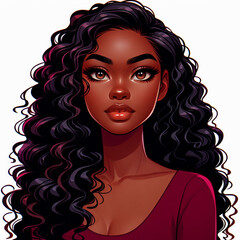 Wall Mural - Realistic Cartoon Style African American Woman Vector