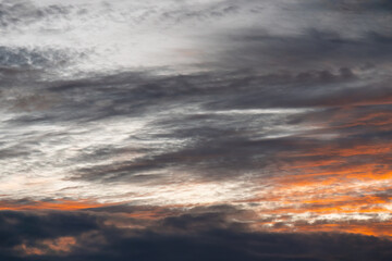 Wall Mural - sky and clouds dramatic background with orange colors