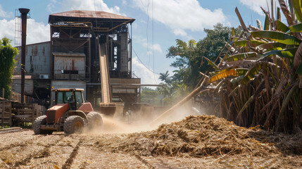 Industrial Sugarcane Harvesting Operation