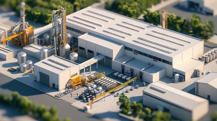 Sticker - Modern Industrial Manufacturing Plant Aerial View