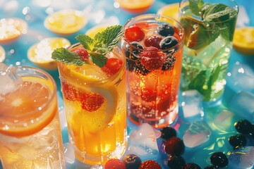 Sticker - Bar Table with Various Drinks