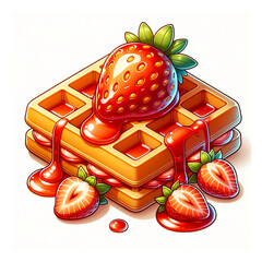 Sticker - waffles topped with strawberries