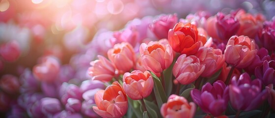 Poster - Pink tulips in bloom