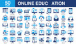 © Awicon - Online Education icon collection set. Simple color fill vector.