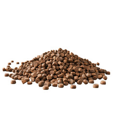 Organic brown kibble for dogs on transparent background