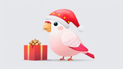 Sticker - Quirky and festive, this handdrawn bird in Christmas attire brings charm to winter joy in delightful watercolor style.