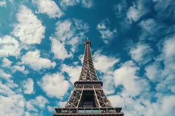 Canvas Print - Eiffel Tower with Olympic rings to mark the games taking place in the city