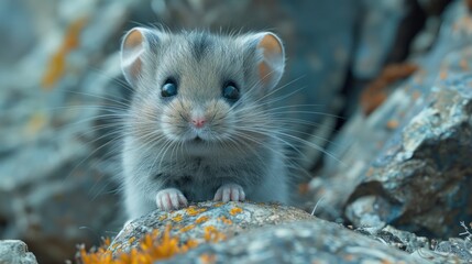 Cute Little Mouse in a Rocky Environment