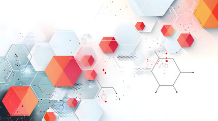 Poster - Abstract white colorful hexagon concept crafted for technology and science background, generative ai