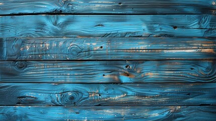 Canvas Print - Azure Plank Palette: Reclaimed wood texture painted in vibrant blue hues, showcasing natural knots and grain for a rustic, coastal, or abstract backdrop.