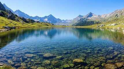 Canvas Print - Crystal Clear Mountain Lake.