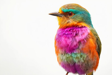 Poster - A colorful bird sitting on top of a wooden post