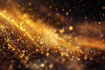 Wall Mural - A background filled with fine golden particles and shimmering bokeh lights, Fine, golden particles