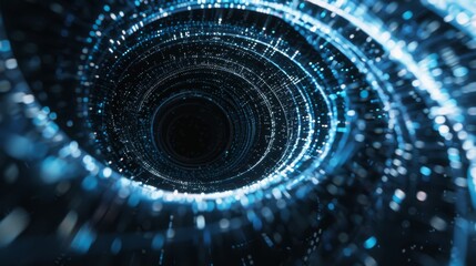 Poster - Futuristic Digital Vortex with Glowing Particles in an Abstract Cybernetic Design