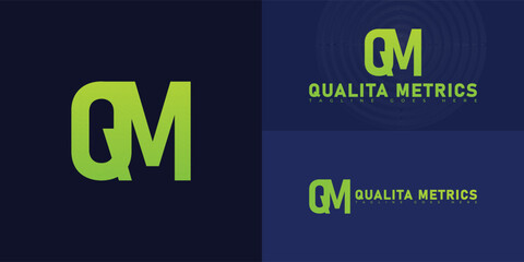 Wall Mural - Abstract initial letter QM or MQ in green color isolated on multiple background colors. The logo is suitable for digital product brand logo design inspiration templates.