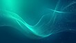 © ngamaz - Abstract blue-green background with glowing wave and particles.