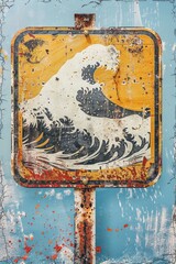 Wall Mural - Wave breaking on rocky coast