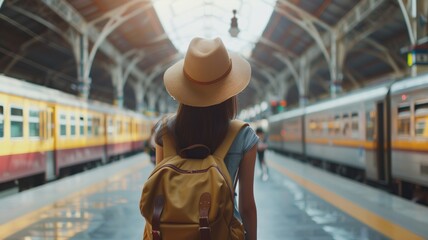 a woman who is going on holiday by train