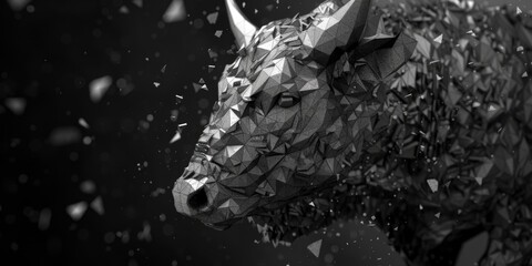 Poster - Black and White Bull