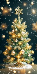 Wall Mural - christmas tree with lights