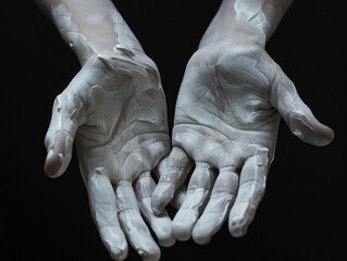 Canvas Print - Hands with white paint