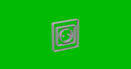 Poster - Animation of rotation of a white power socket symbol with shadow. Simple and complex rotation. Seamless looped 4k animation on green chroma key background