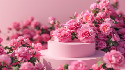 Canvas Print - White cake with pink flowers