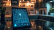 © maryam - A smart home assistant screen displaying a digital map with directions to the nearest grocery store --ar 16:9