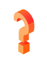 Wall Mural - A 3D orange question mark icon symbolizing inquiry and curiosity with a modern design isolated on transparent background cutout png