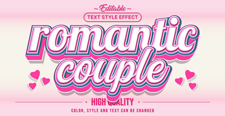 Leinwandbilder - Editable text style effect - Romantic Couple text style theme.