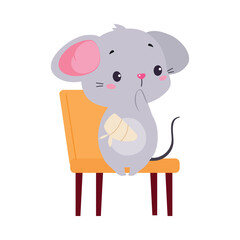 Poster - Mouse Animal Patient with Bandaged Paw in Hospital Vector Illustration