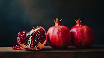 Wall Mural - Pomegranate is a rich fruit. It is good for your body. It has fresh colors and a rough texture.