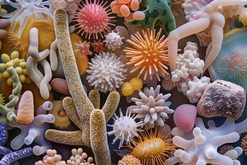 bacteria, viruses and fungi, under the microscope, microbes, bacteria, fungi