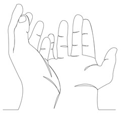 Wall Mural - One continuous single drawn line art doodle hand, arm, finger, sign, people. isolated image hand-drawn outline on white background.