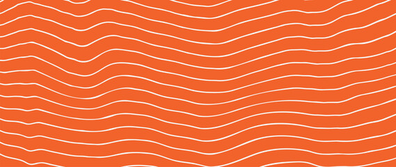 Salmon fillet pattern texture background vector. Abstract salmon meat on orange background with stripes salmon line art. Design illustration for Japanese Restaurant, website, banner, packaging.