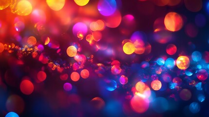 Wall Mural - blurred light effects with neon glow, creating a festive and abstract background.