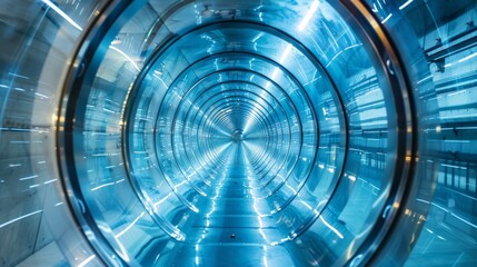Poster - A Stunning Futuristic Tunnel Featuring Vibrant LED Lights and Advanced Technology Vibes