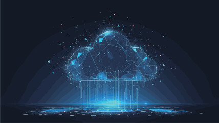 Wall Mural - Cloud computing technology concept. Abstract digital data connection on the blue background. Vector illustration