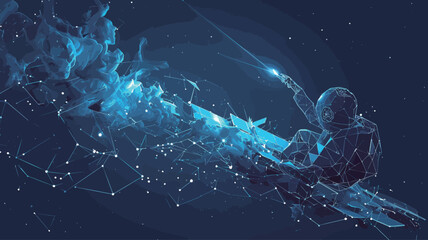 Wall Mural - Astronaut on the background of the starry sky. Vector illustration.