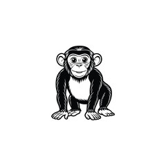 Poster - Monkey icon vector in modern flat style for web