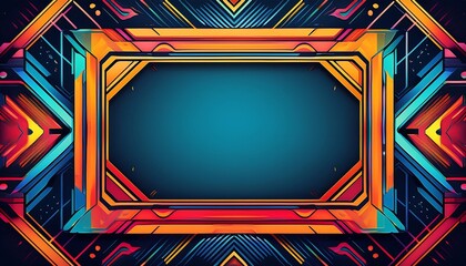 Poster - frame with abstract geometric patterns, incorporating bright, contrasting colors