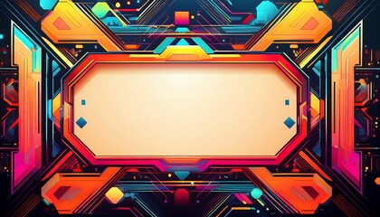 Poster - frame with abstract geometric patterns, incorporating bright, contrasting colors