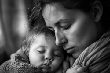 a woman holding a baby in her arms