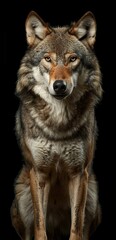 Wall Mural - Portrait of Gray Wolf (Canis lupus) isolated on black background