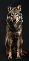 Wall Mural - Portrait of Gray Wolf (Canis lupus) isolated on black background