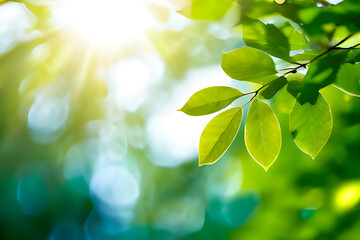 Wall Mural - green leaves on a sunny day