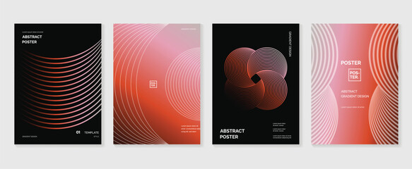 Wall Mural - modern gradient poster background vector set. minimalist style cover template with vibrant blend lin