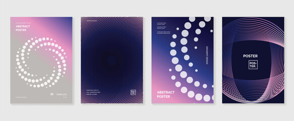Wall Mural - modern gradient poster background vector set. minimalist style cover template with vibrant blend lin