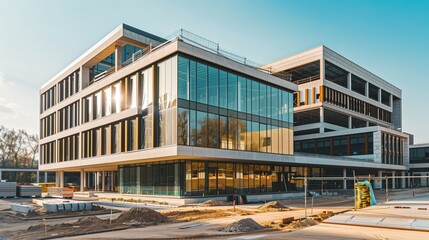 Wall Mural - Exterior view of a modern designed office building in construction