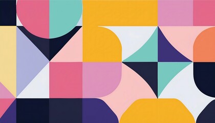 Poster - pastel color background vector with geometric shapes forming a symmetrical pattern